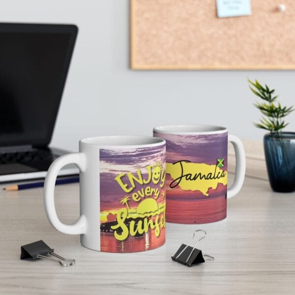 Jamaican Ocho Rios Sunset Ceramic Mug | Tropical Coffee Cup | Beach Vibes Gift 11oz