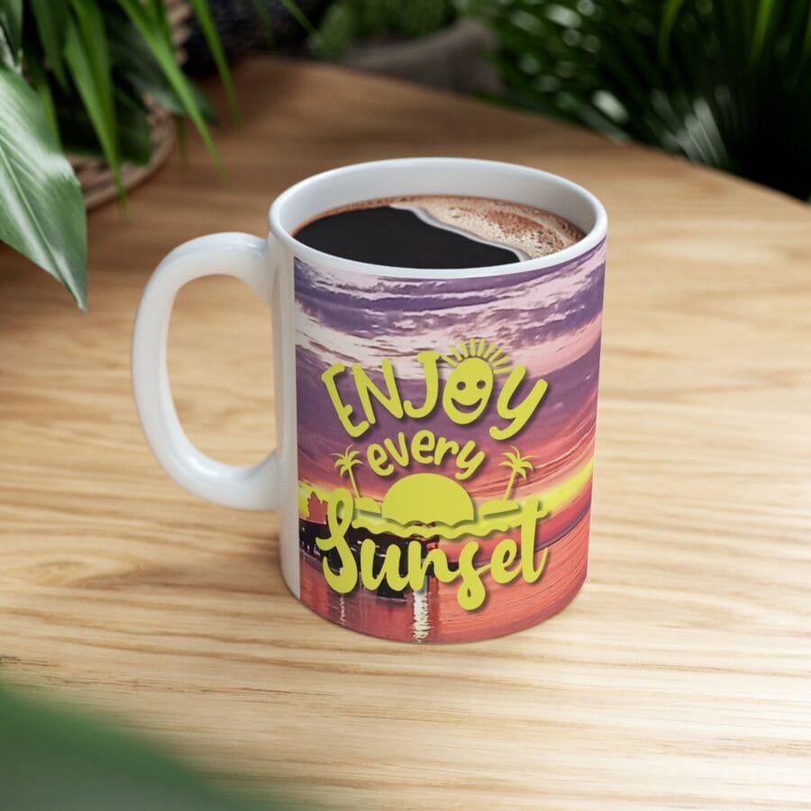 Jamaican Ocho Rios Sunset Ceramic Mug | Tropical Coffee Cup | Beach Vibes Gift 11oz - Image 9