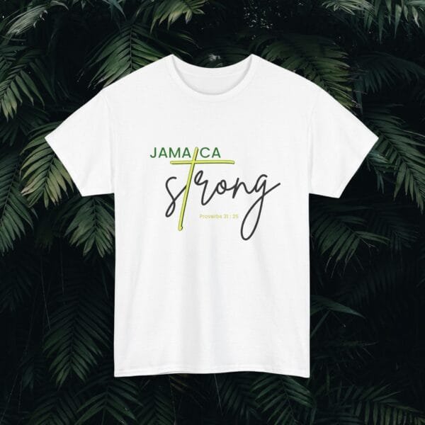 Jamaica Strong White Unisex Cotton Tee - Empowering Graphic Design