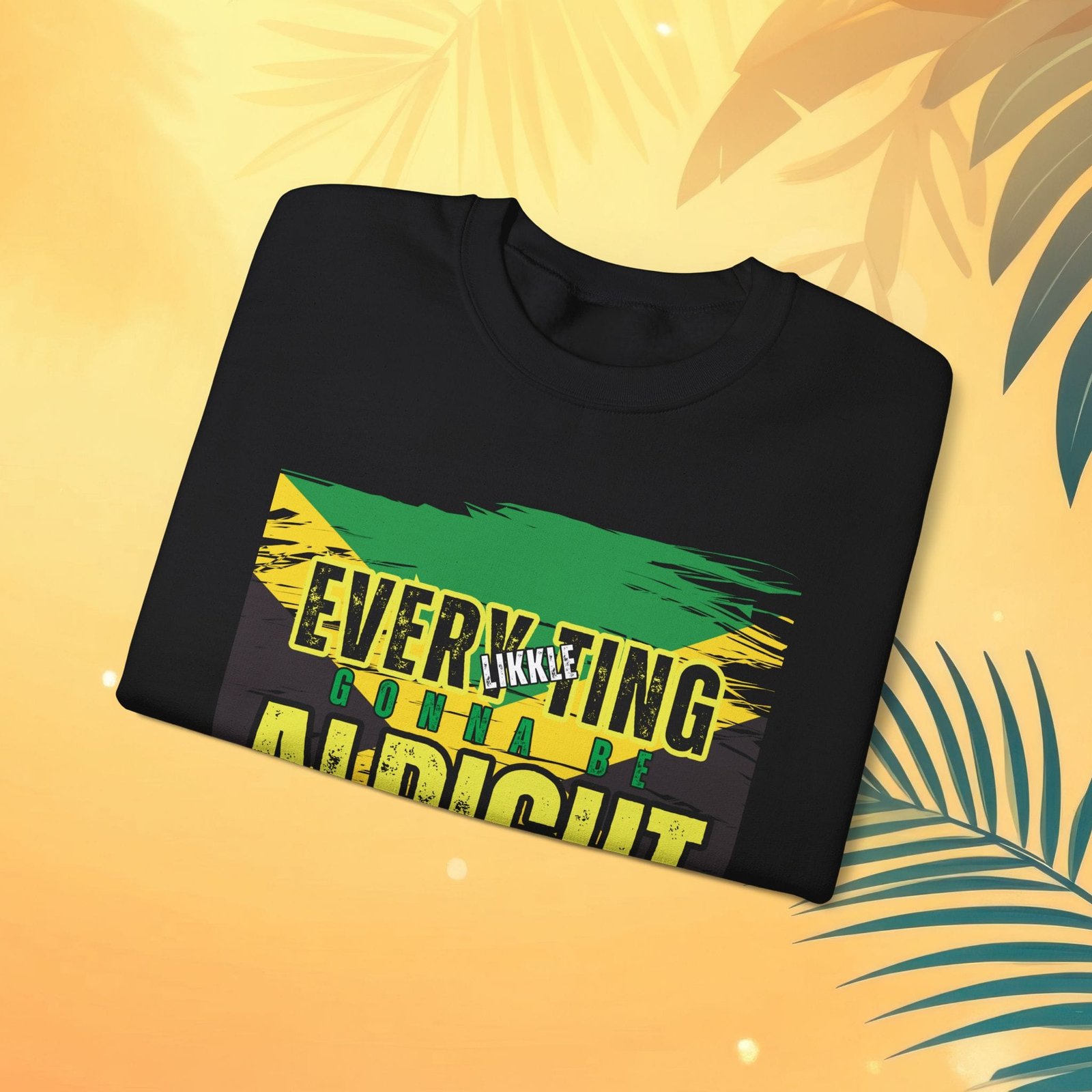 Everything Likkle Ting's Gonna Be Alright Black Crewneck Sweatshirt - Image 2